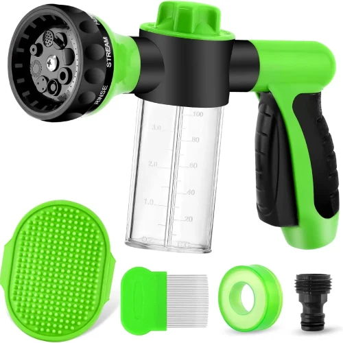8-in-1 Dog Wash Sprayer with Massage Brush and Grooming Comb