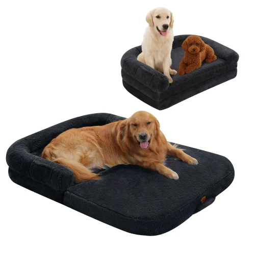 Foldable Dog Bed for Adult, Kids, Plush Pet Couch Bed for Large Dogs